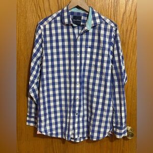 Tommy Bahama Blue and White Checkered Shirt 100% Pima cotton sz SM